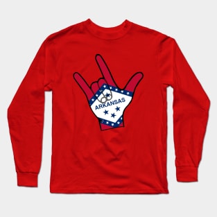American Sign Language "I love you" symbol with Arkansas Flag Long Sleeve T-Shirt